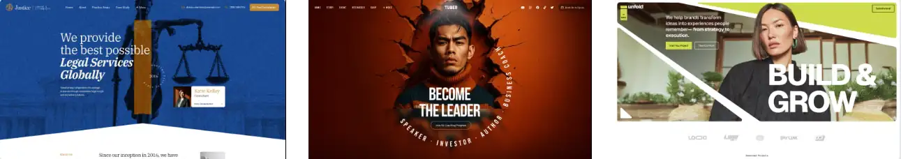 Professional website templates for different industries